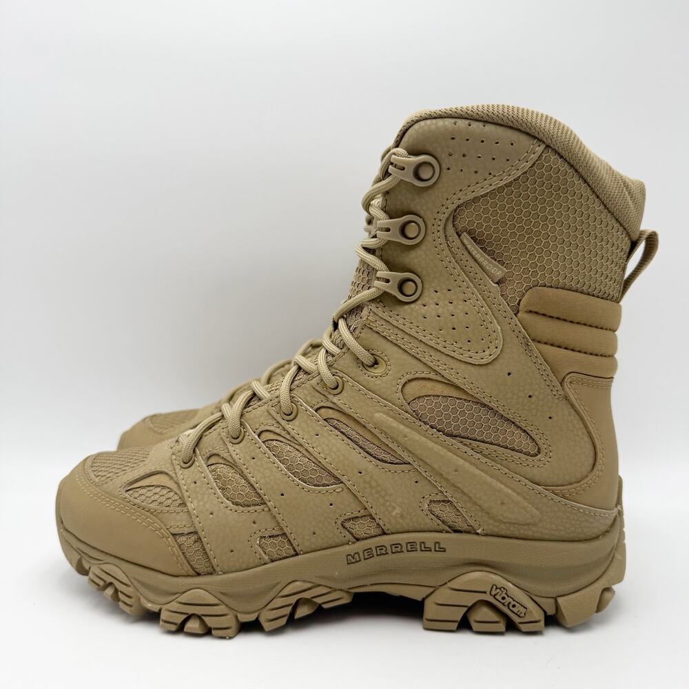 Merrell Work Moab 3 8" Tactical Zip Boots Mens 6.5 Womens 8 Tan Leather WP NIB - Picture 8 of 13